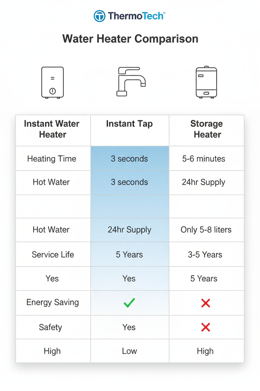 Instant Water Heater - Comparison Table